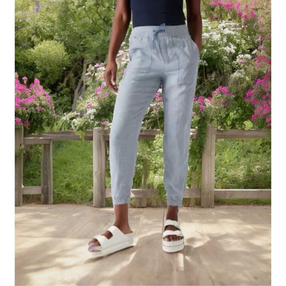 Athleta Pale Blue Cropped Drawstring Jogger Pants